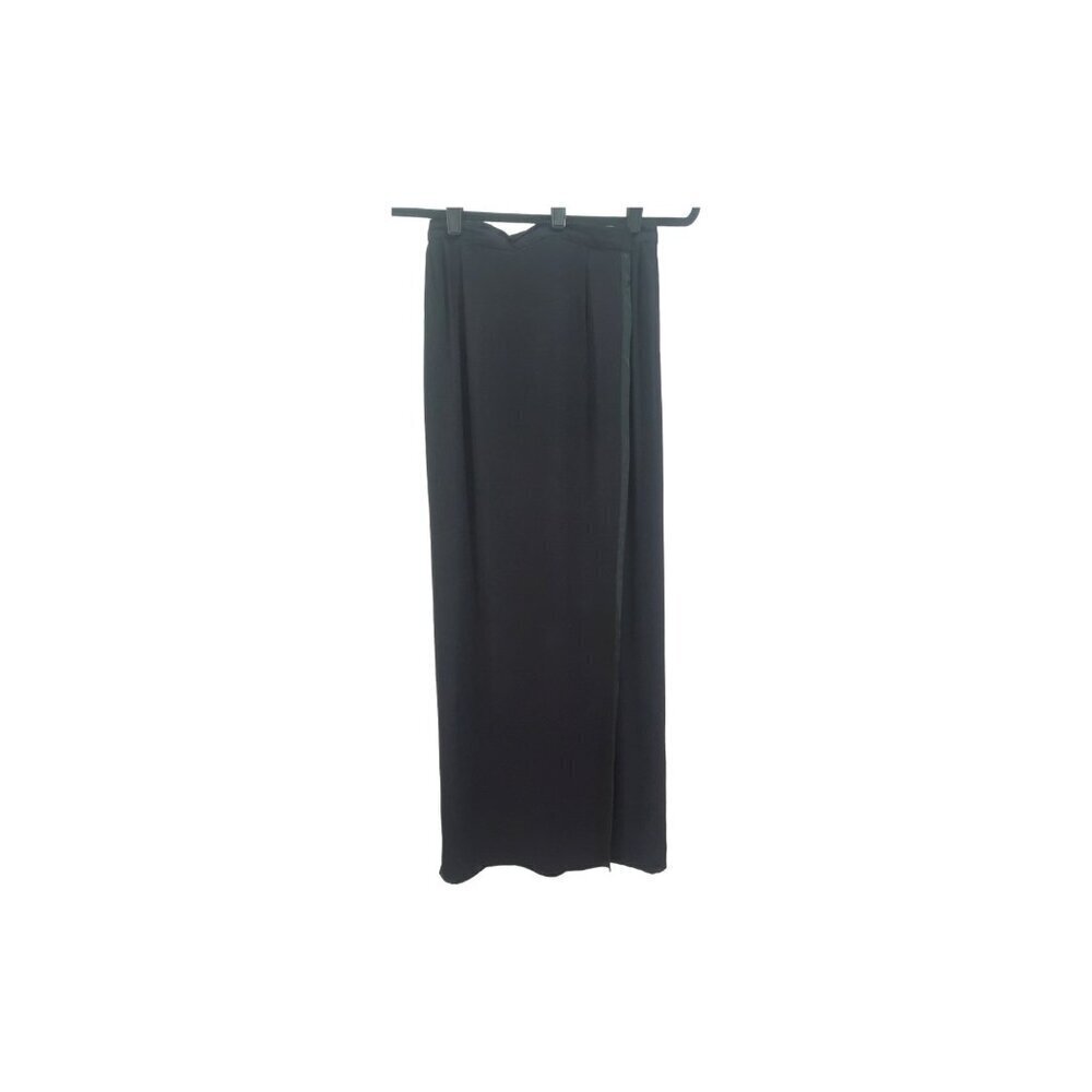 1980's SAINT LAURENT black crepe maxi wrap skirt Size S - Picture 9 of 16